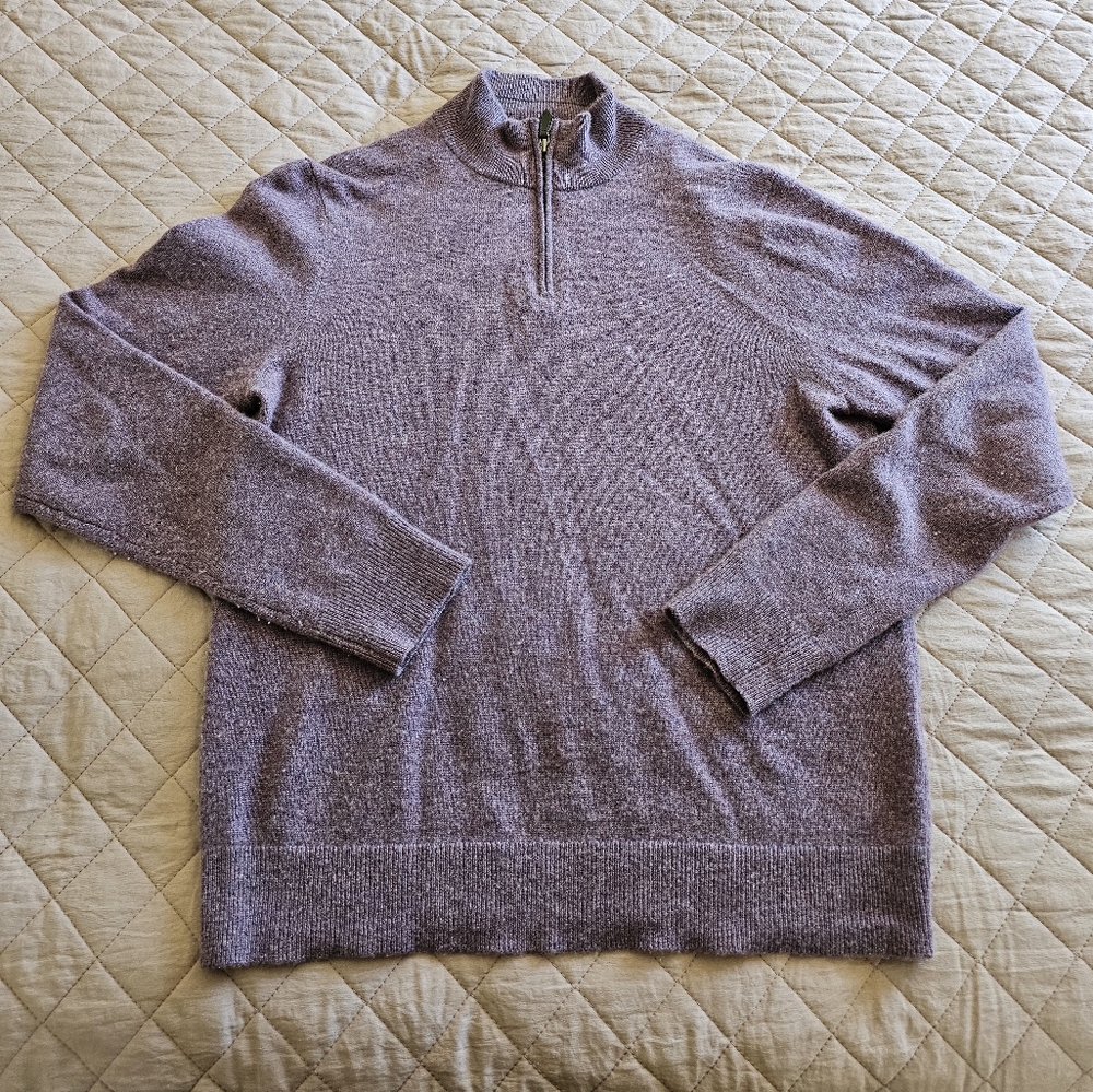 Blomindale's The Men's Store 100% Cashmere 1/3 Zip Purple Lavender Sweater Sz M